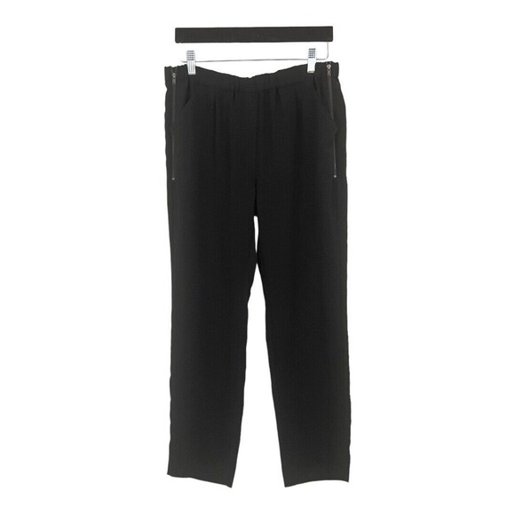 Parker Womens Size Small Black Pull On Elastic Waist Side Zippers Pants - Picture 1 of 3